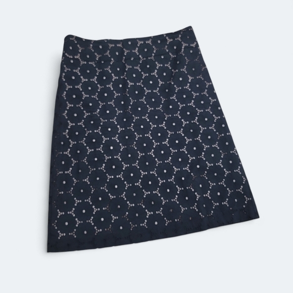 Talbot's Black Lace Midi Skirt Career 100% Cotton Size 10 - Picture 1 of 11
